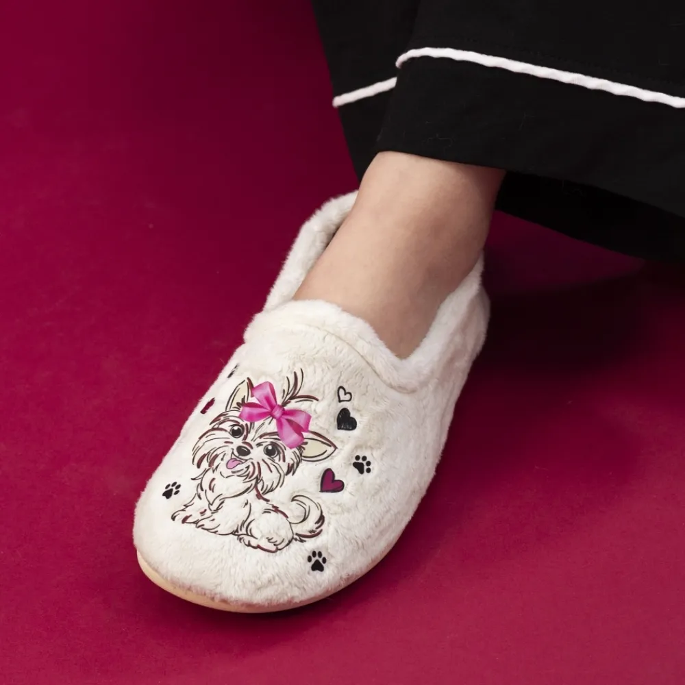 Lunar Shoes Babouche Escape Blanche-Femme Chaussons Pour Femmes | Ballerine