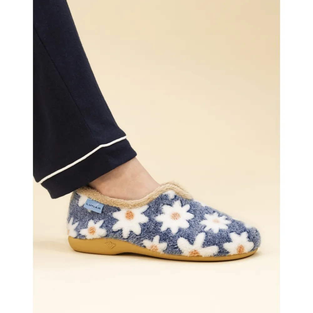 Lunar Shoes Babouche Fleur Bleue Marguerite- Mocassin