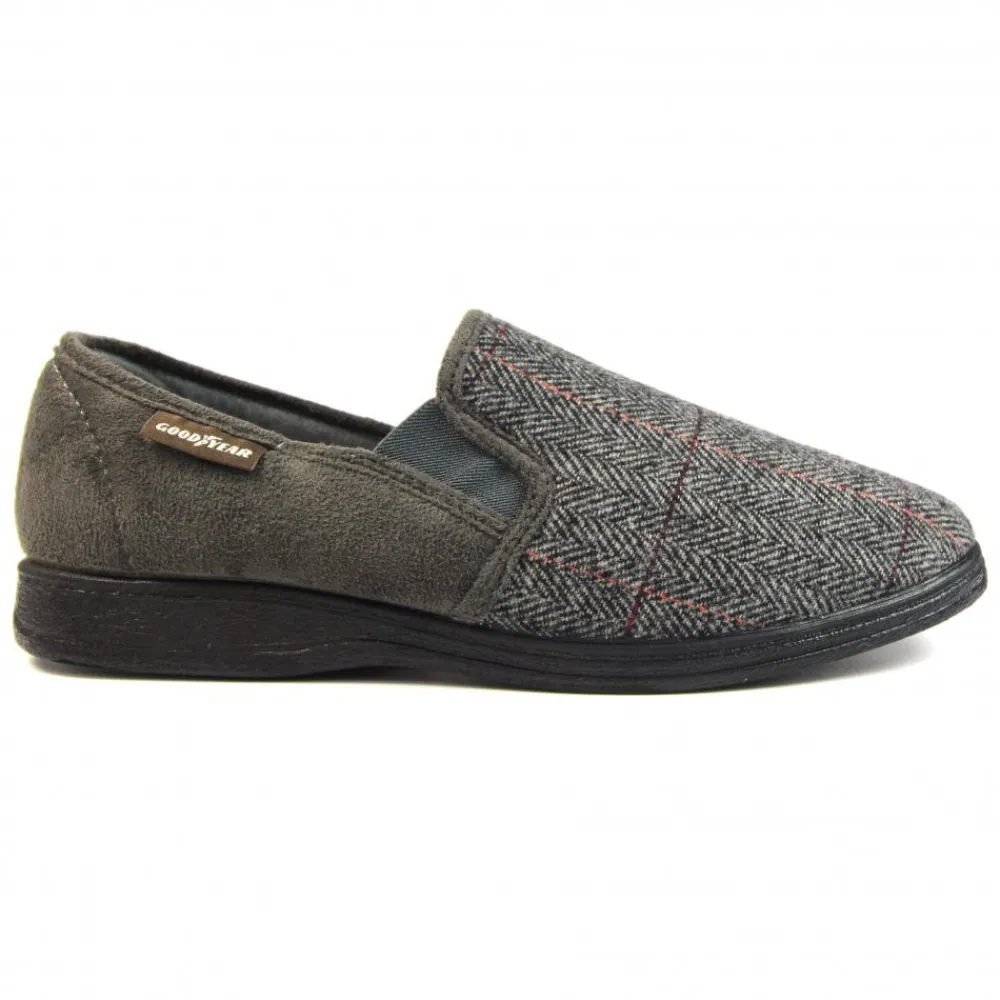 Lunar Shoes Babouche Harrison En Tweed Gris-Homme Chaussons Pour Hommes