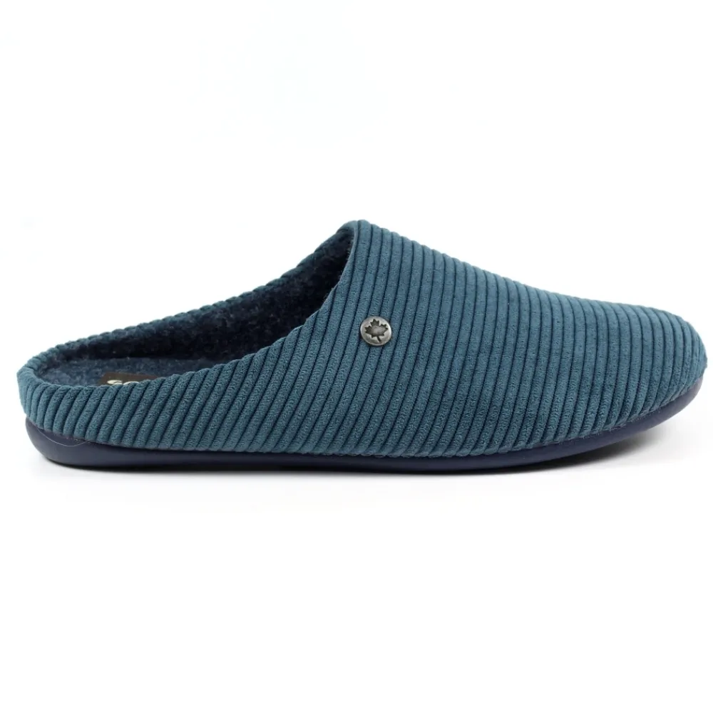 Lunar Shoes Babouche Marlow Bleue-Homme Chaussons Pour Hommes