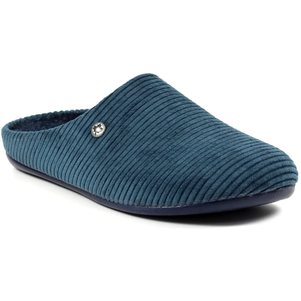 Lunar Shoes Babouche Marlow Bleue-Homme Chaussons Pour Hommes