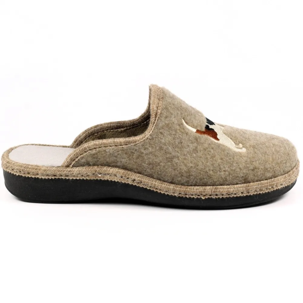 Lunar Shoes Babouche mule Perrito beige-Femme Chaussons Pour Femmes | A Enfiler