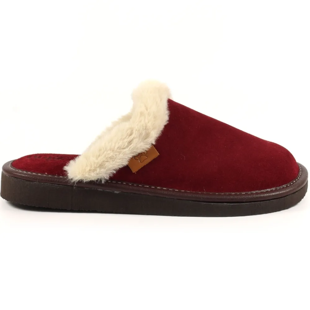 Lunar Shoes Babouche Otto en daim bordeaux-Femme Chaussons Pour Femmes | Ballerine