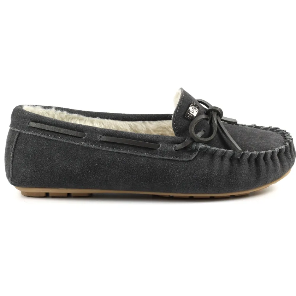 Lunar Shoes Babouche Portree Grise-Femme Chaussons Pour Femmes | Mocassin