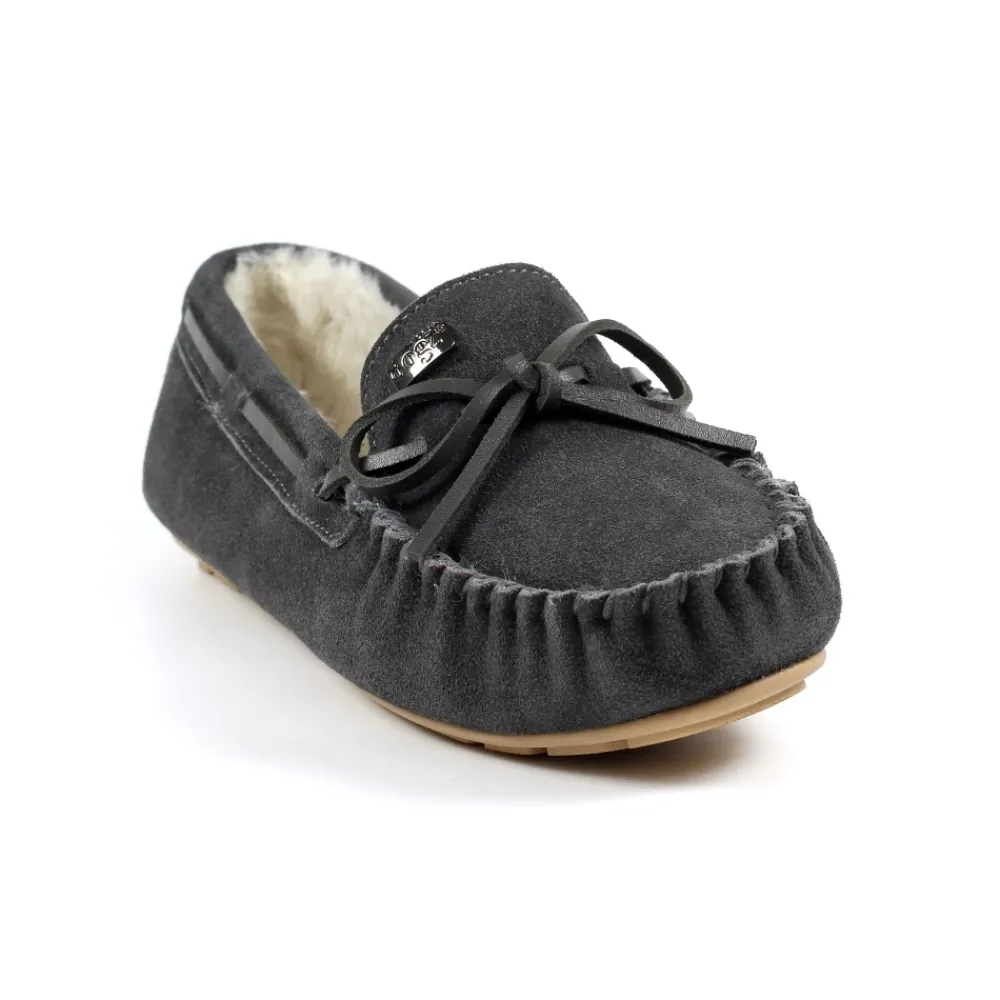 Lunar Shoes Babouche Portree Grise-Femme Chaussons Pour Femmes | Mocassin