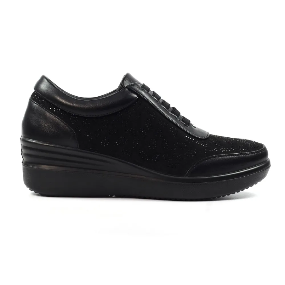 Lunar Shoes Baskets Compensées Noires Muriel- Chaussures De Confort | Baskets