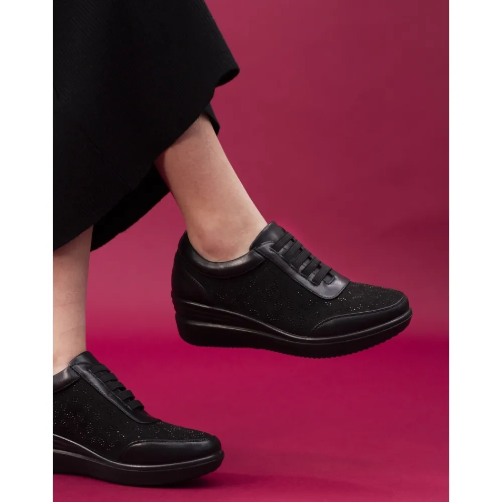 Lunar Shoes Baskets Compensées Noires Muriel- Chaussures De Confort | Baskets