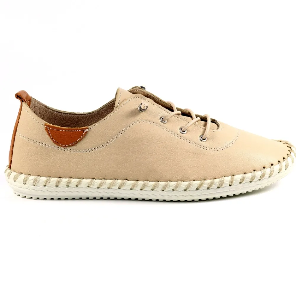 Lunar Shoes Baskets En Cuir Beige St. Ives- Baskets | Chaussures Habillées