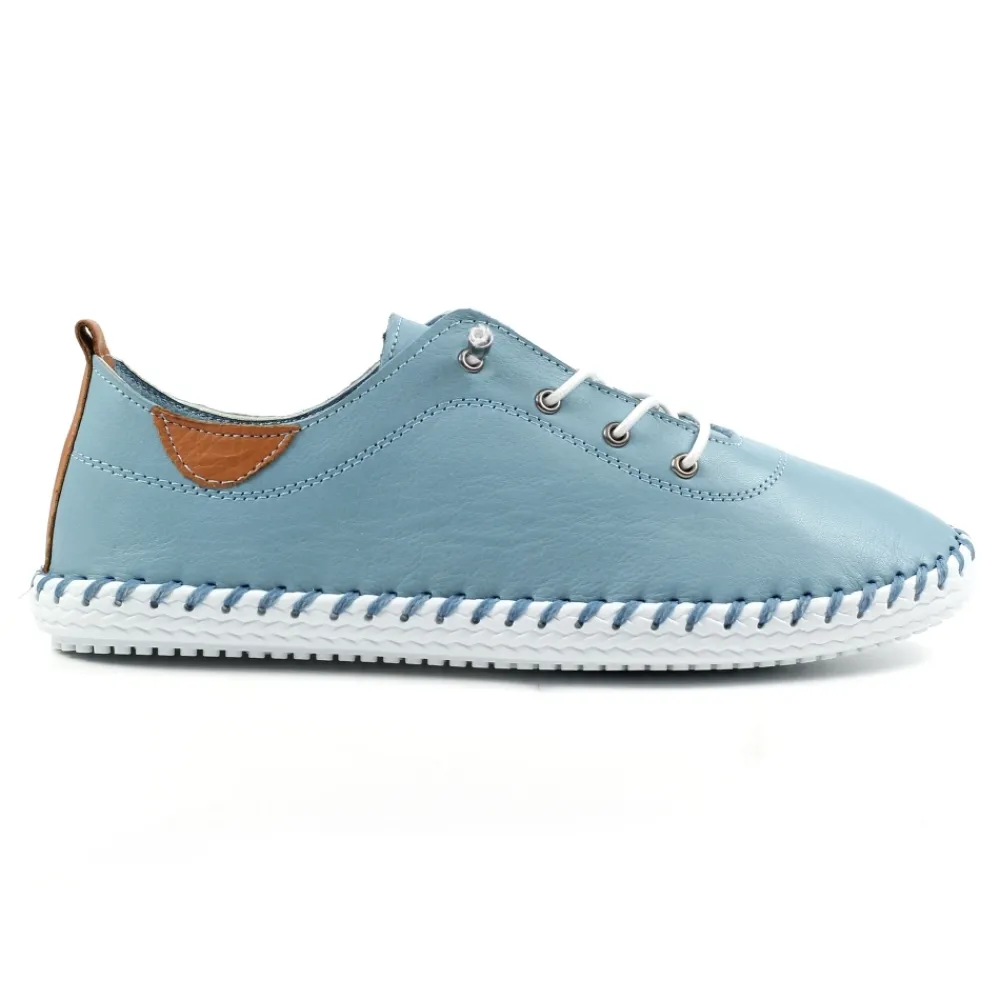 Lunar Shoes Baskets En Cuir Bleu Clair St. Ives- Baskets | Chaussures Habillées