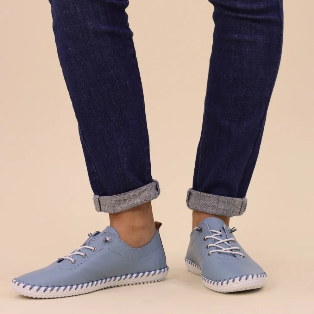 Lunar Shoes Baskets En Cuir Bleu Clair St. Ives- Baskets | Chaussures Habillées