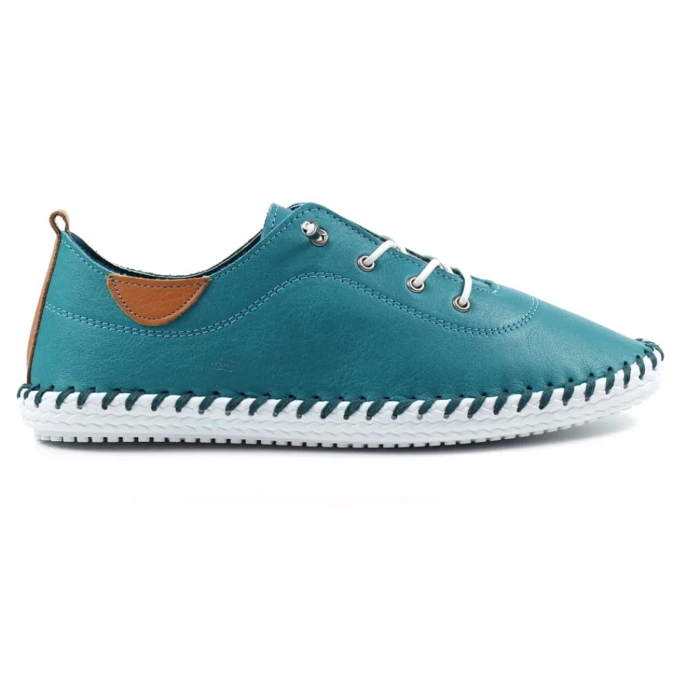 Lunar Shoes Baskets En Cuir Bleu Sarcelle De St. Ives- Baskets | Chaussures Habillées