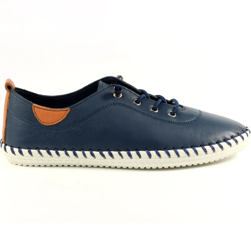 Lunar Shoes Baskets En Cuir Bleu St. Ives- Baskets | Chaussures Habillées