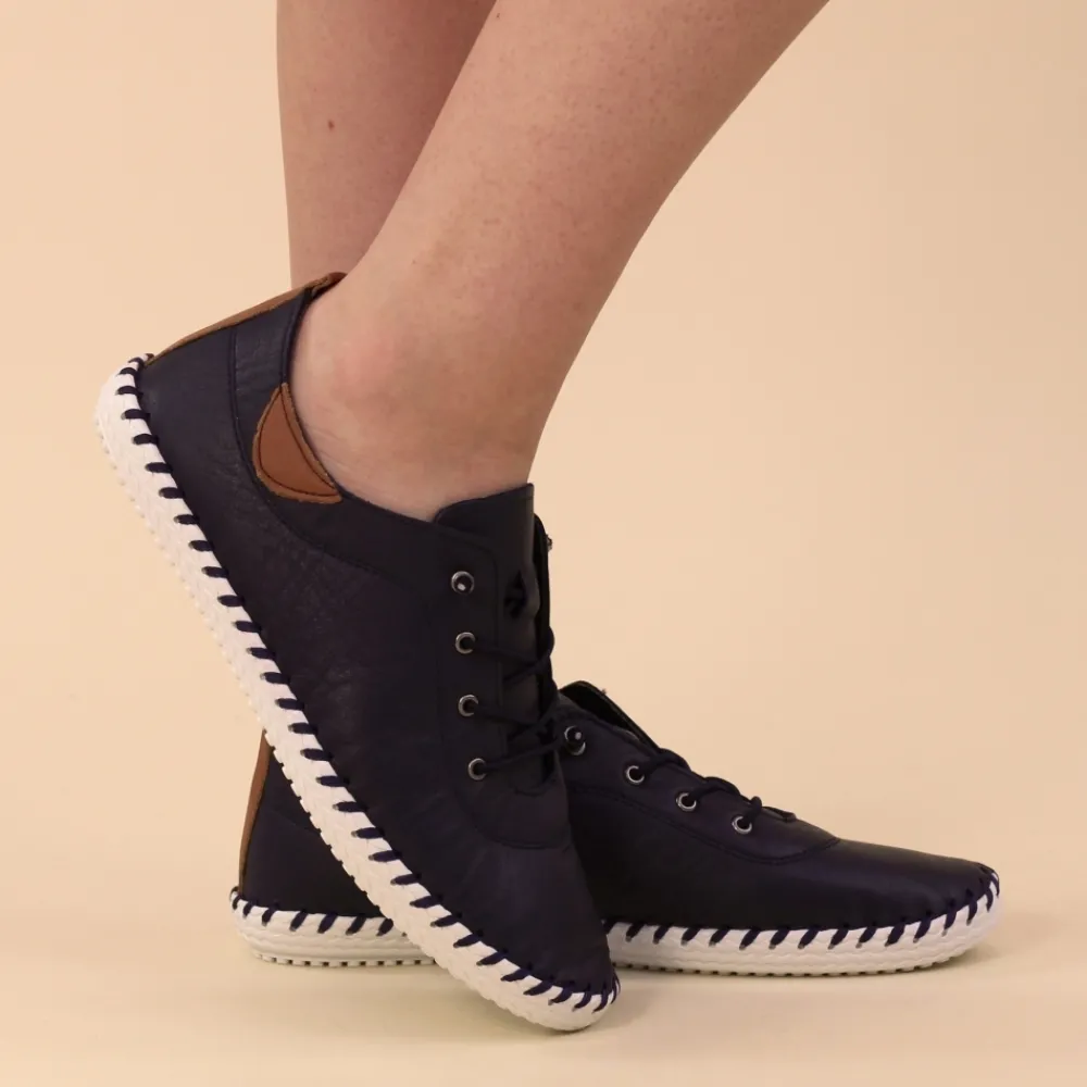 Lunar Shoes Baskets En Cuir Bleu St. Ives- Baskets | Chaussures Habillées