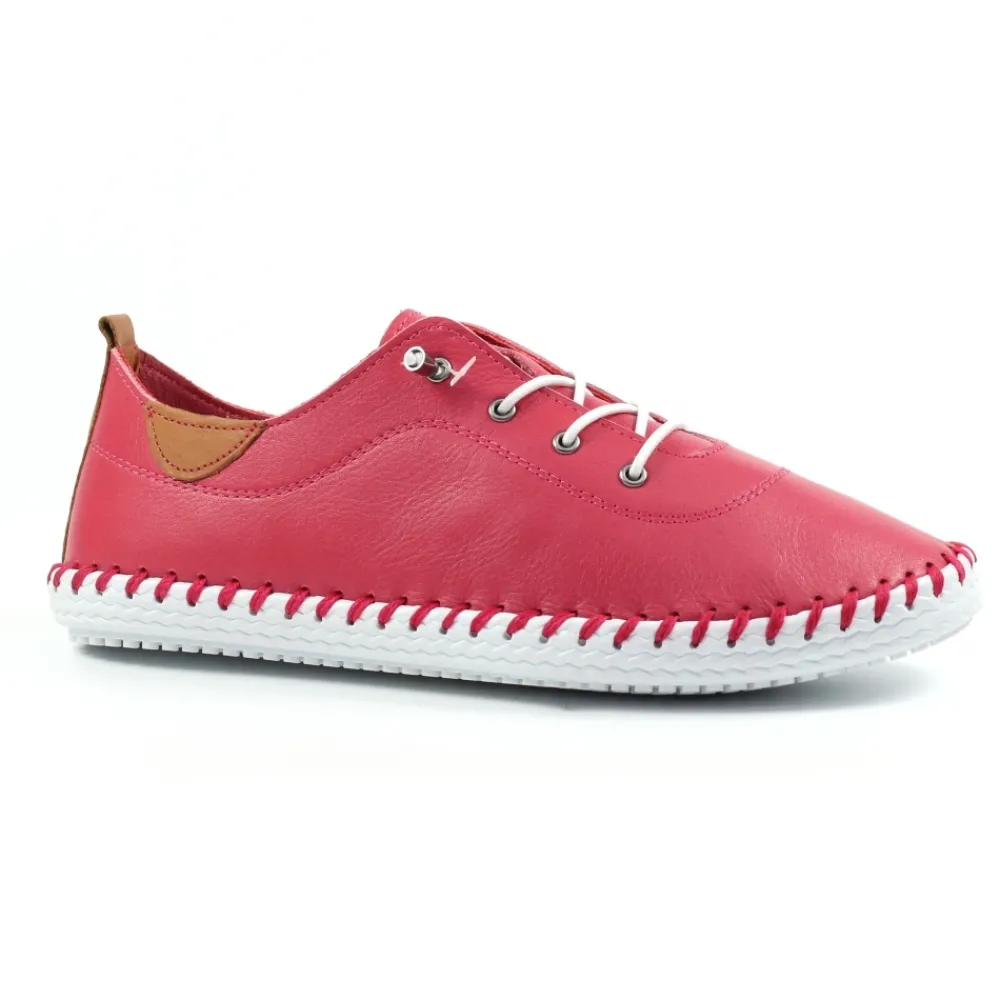 Lunar Shoes Baskets En Cuir Framboise St. Ives- Baskets | Chaussures Habillées