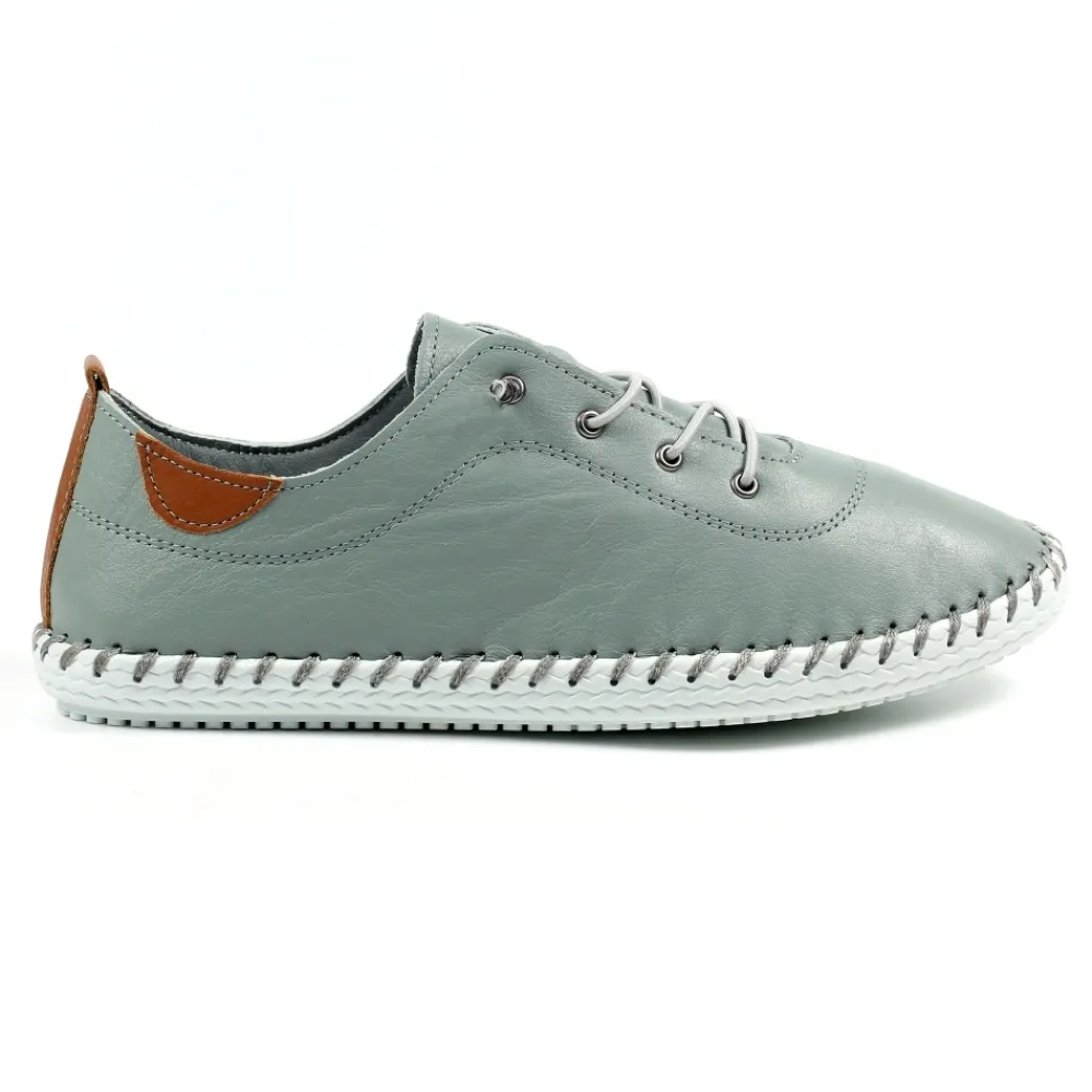 Lunar Shoes Baskets En Cuir Gris St. Ives- Baskets | Chaussures Habillées