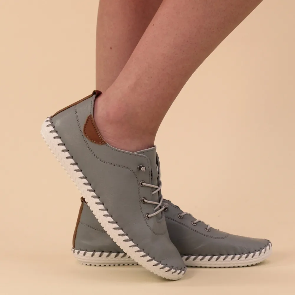 Lunar Shoes Baskets En Cuir Gris St. Ives- Baskets | Chaussures Habillées