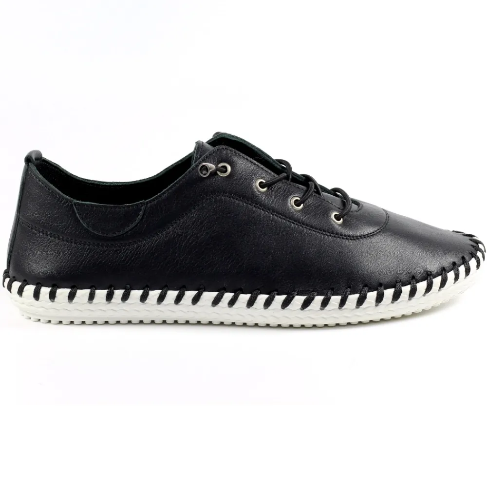 Lunar Shoes Baskets En Cuir Noir St. Ives- Baskets | Chaussures Habillées