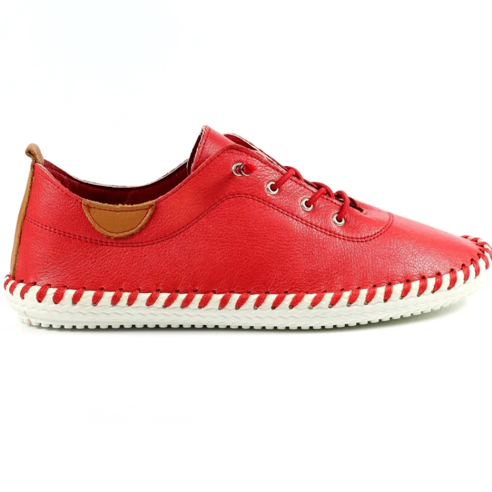 Lunar Shoes Baskets En Cuir Rouge St. Ives- Baskets | Chaussures Habillées