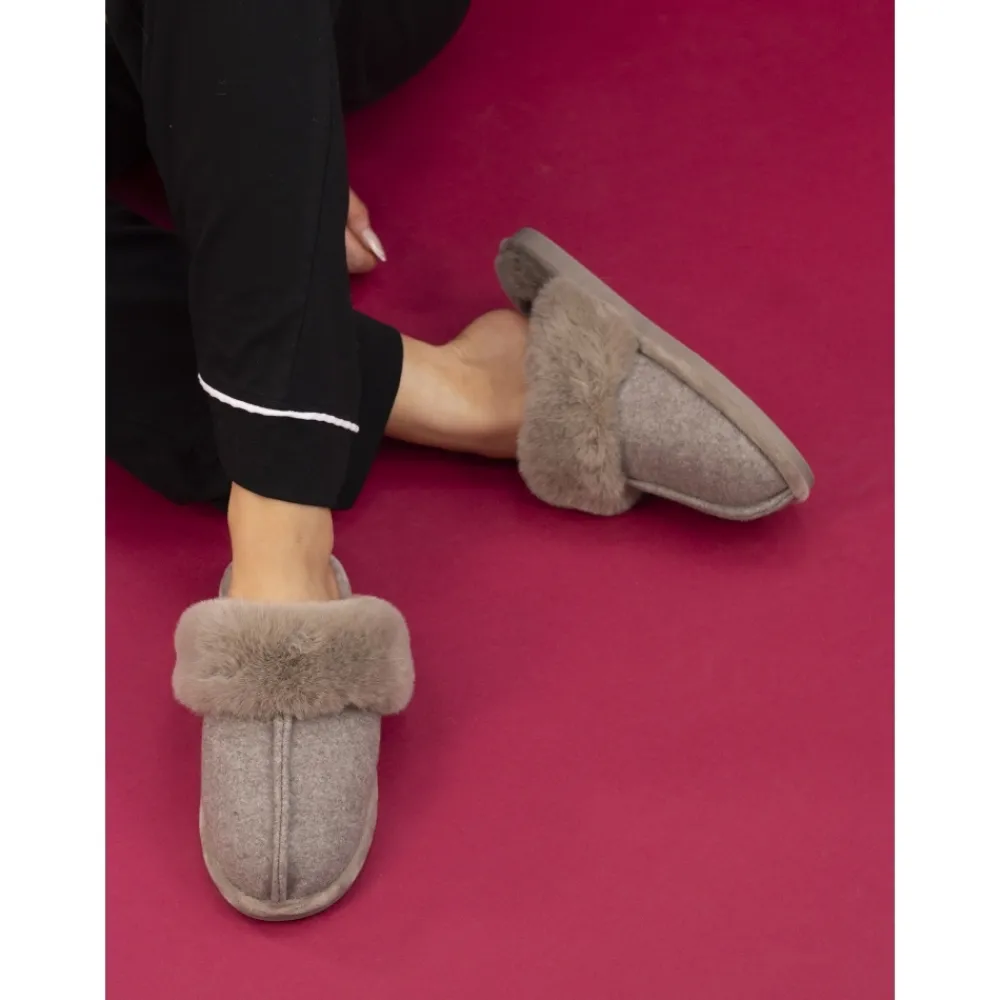 Lunar Shoes Chausson Carol Taupe- Chaussons En Coffret Cadeau | A Enfiler