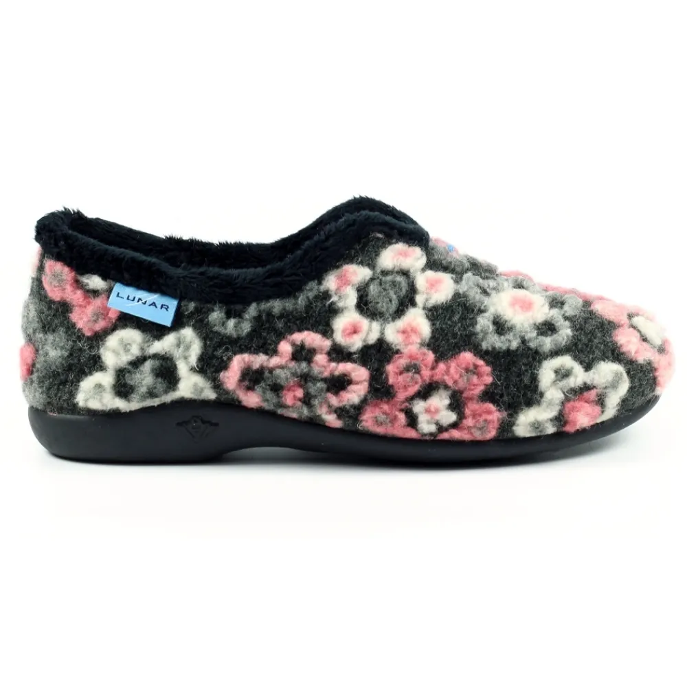 Lunar Shoes Chausson Complet Hippie À Fleurs Noires- A Enfiler