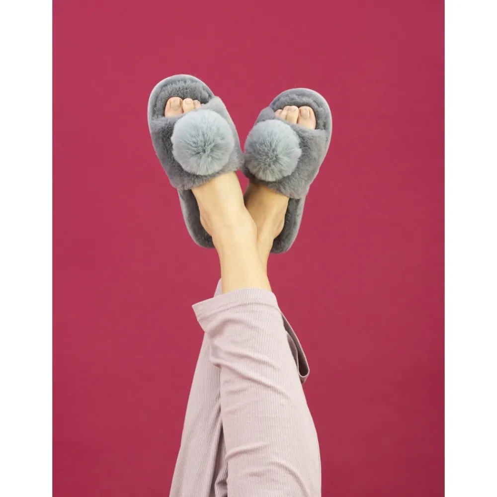 Lunar Shoes Chausson Gris Cara- Chaussons En Coffret Cadeau | A Enfiler