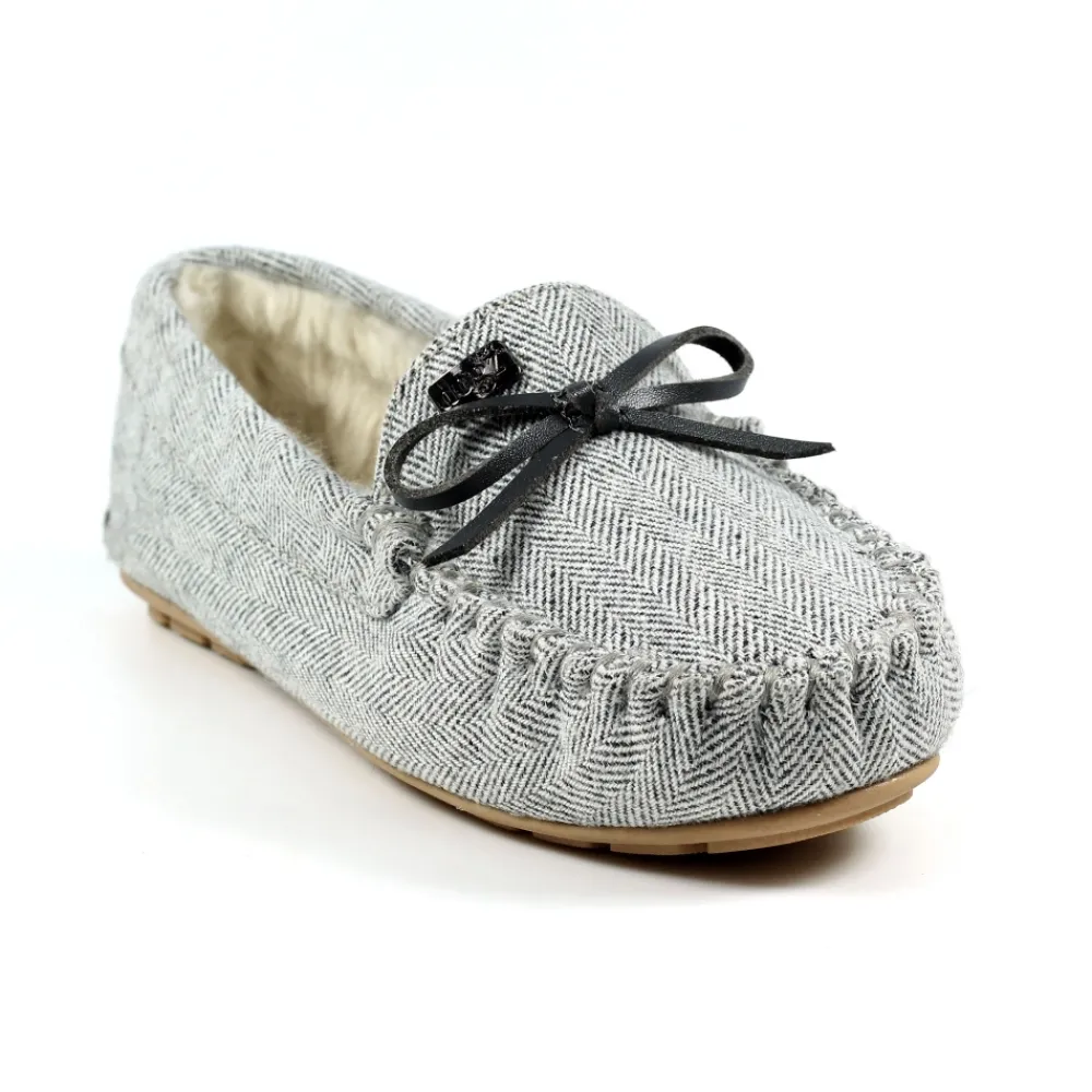 Lunar Shoes Chausson Gris Jennings-Femme Chaussons Pour Femmes | Mocassin