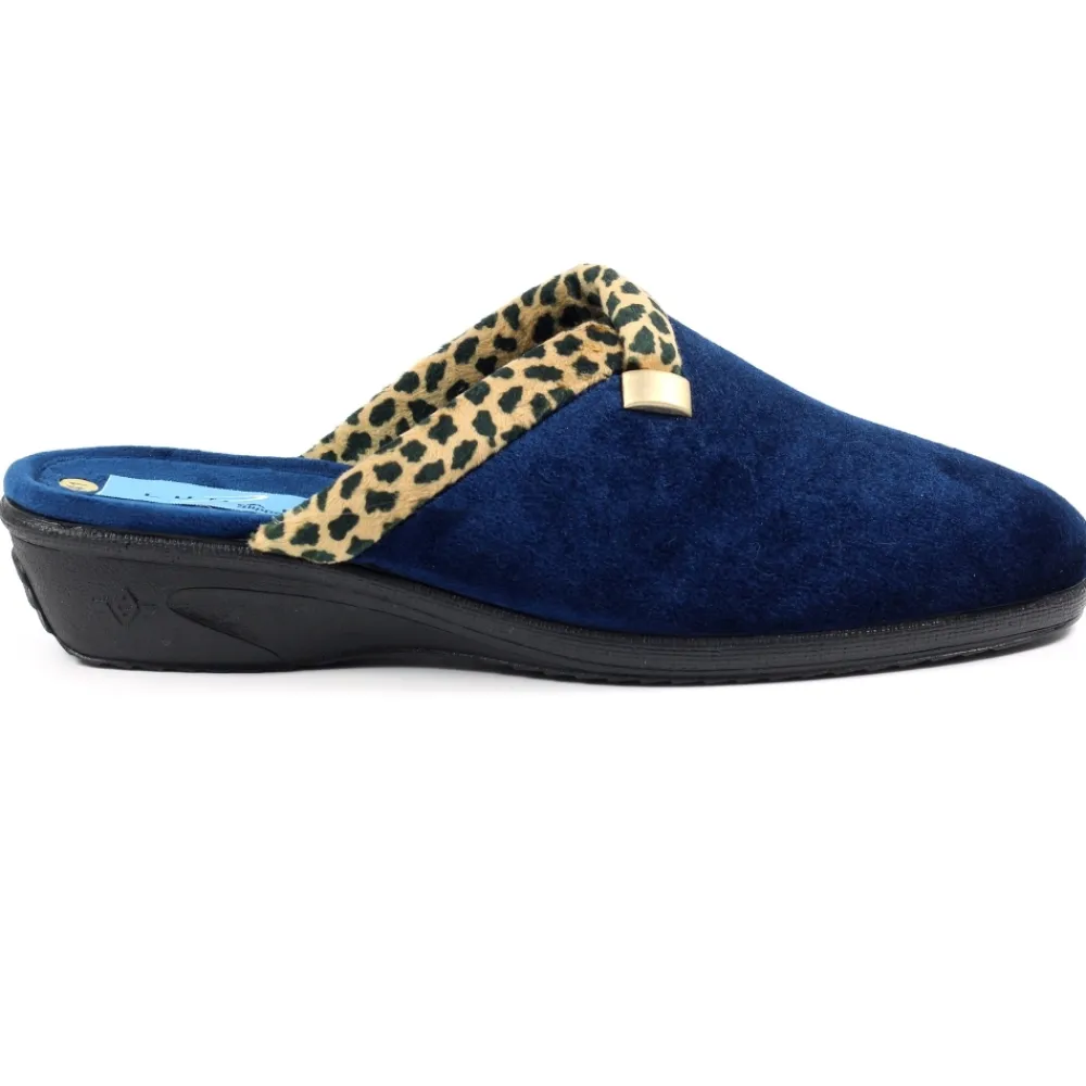 Lunar Shoes Chausson Ocelot Bleu Michelle- A Enfiler | Mule