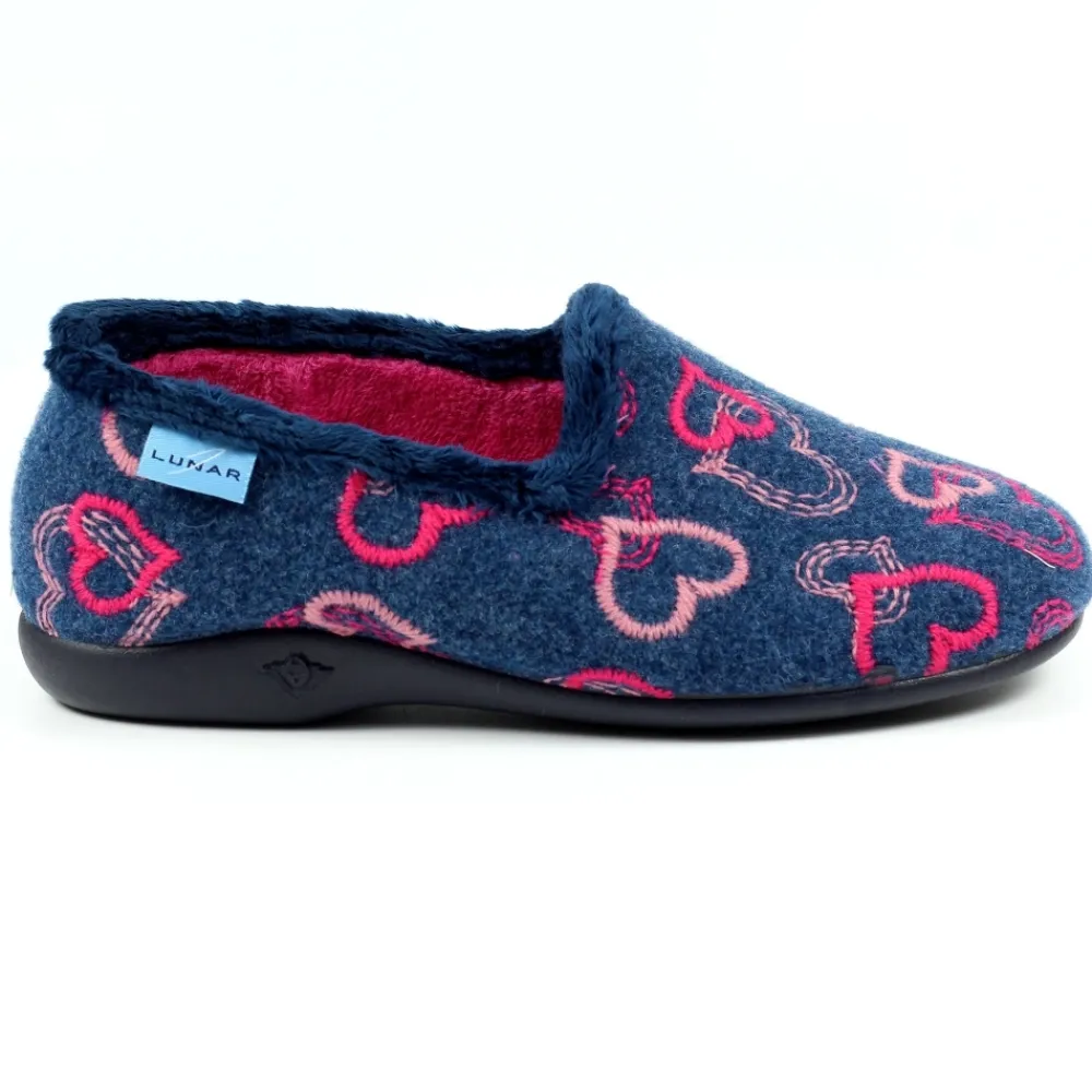 Lunar Shoes Chausson Plein Coeur Bleu Jolly- A Enfiler