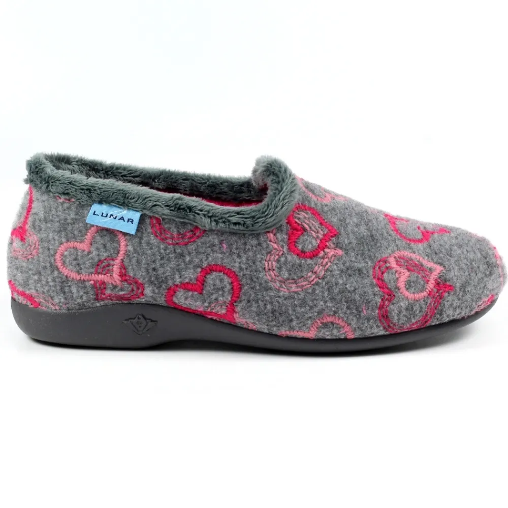 Lunar Shoes Chausson Plein Coeur Gris Jolly- A Enfiler