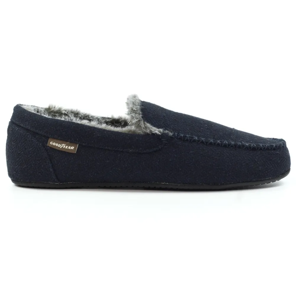 Lunar Shoes Chaussons Hendrix Bleu Marine-Homme Chaussons Pour Hommes