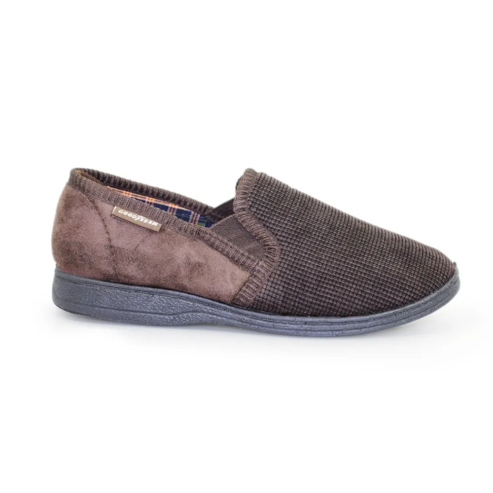 Lunar Shoes Chaussons Marron Mallory Pour Hommes-Homme Chaussons Pour Hommes