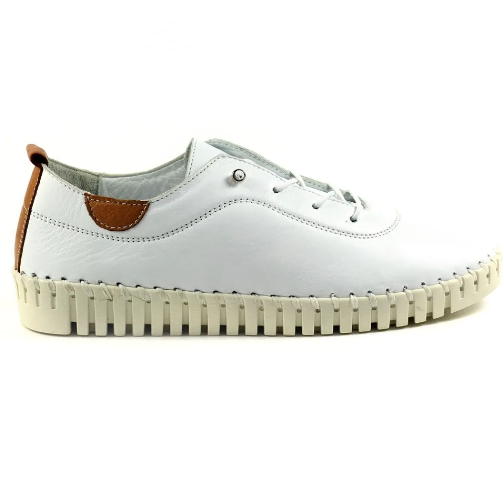 Lunar Shoes Chaussure En Cuir Blanc Flamborough- Baskets | Chaussures Plates