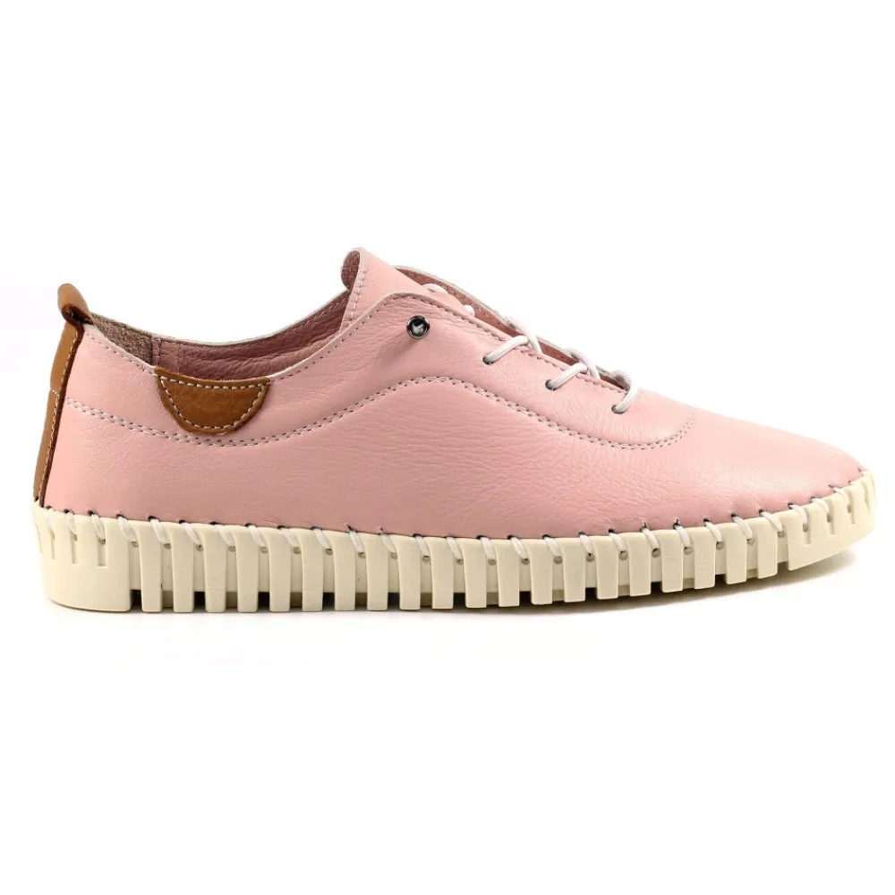 Lunar Shoes Chaussure En Cuir Rose Pâle Flamborough- Baskets | Chaussures Plates