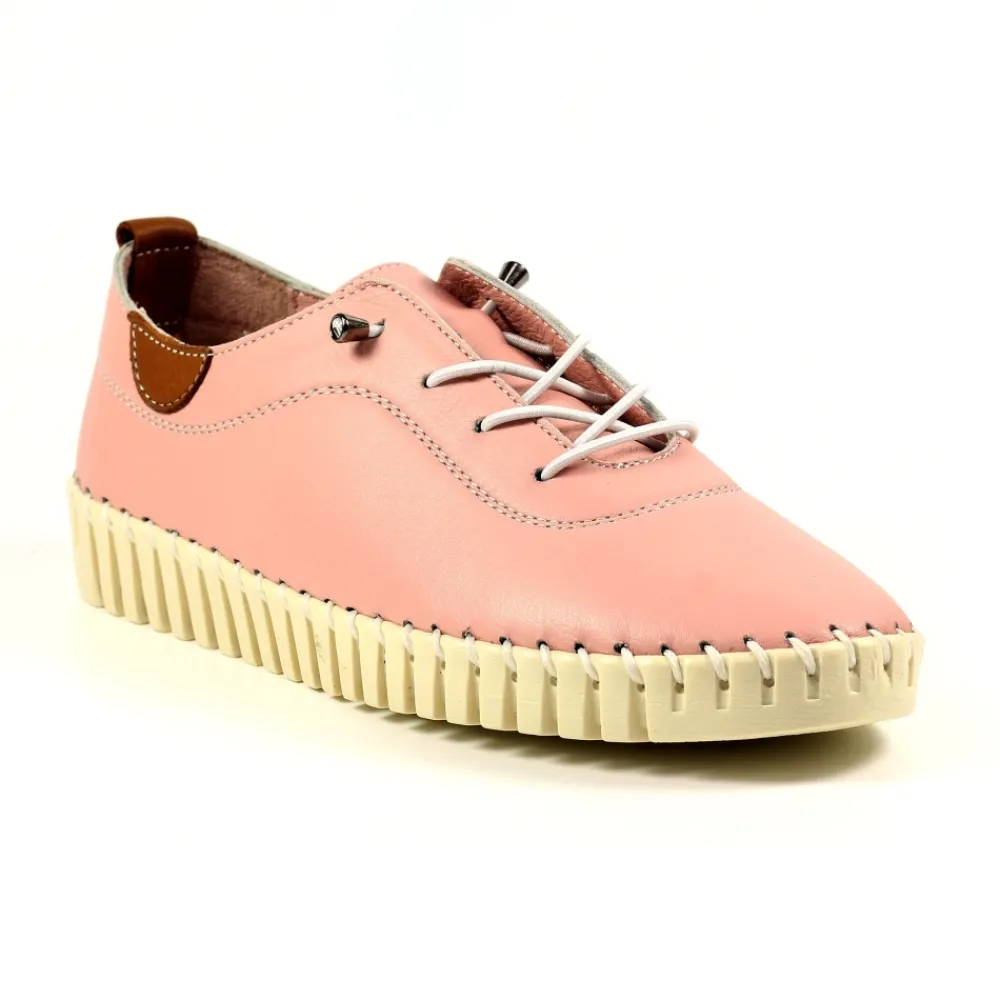 Lunar Shoes Chaussure En Cuir Rose Pâle Flamborough- Baskets | Chaussures Plates