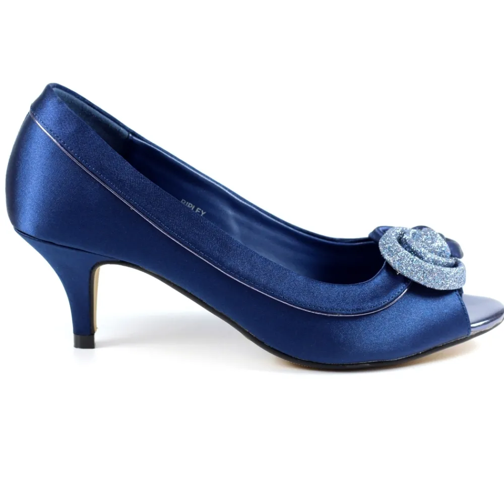 Lunar Shoes Escarpins Peep Toe En Satin Bleu Ripley- Chaussures Et Sacs Assortis | Escarpins