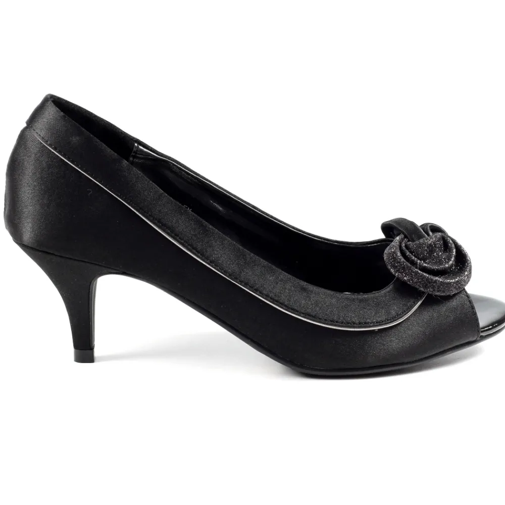 Lunar Shoes Escarpins Peep Toe En Satin Noir Ripley- Chaussures Et Sacs Assortis | Escarpins