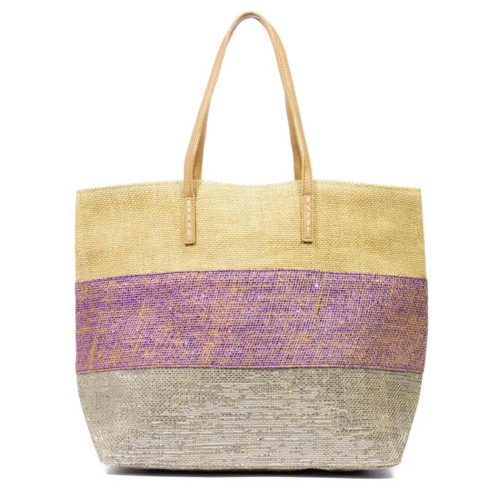 Lunar Shoes Sac De Plage À Rayures Multicolores Violettes Glimour- Plage
