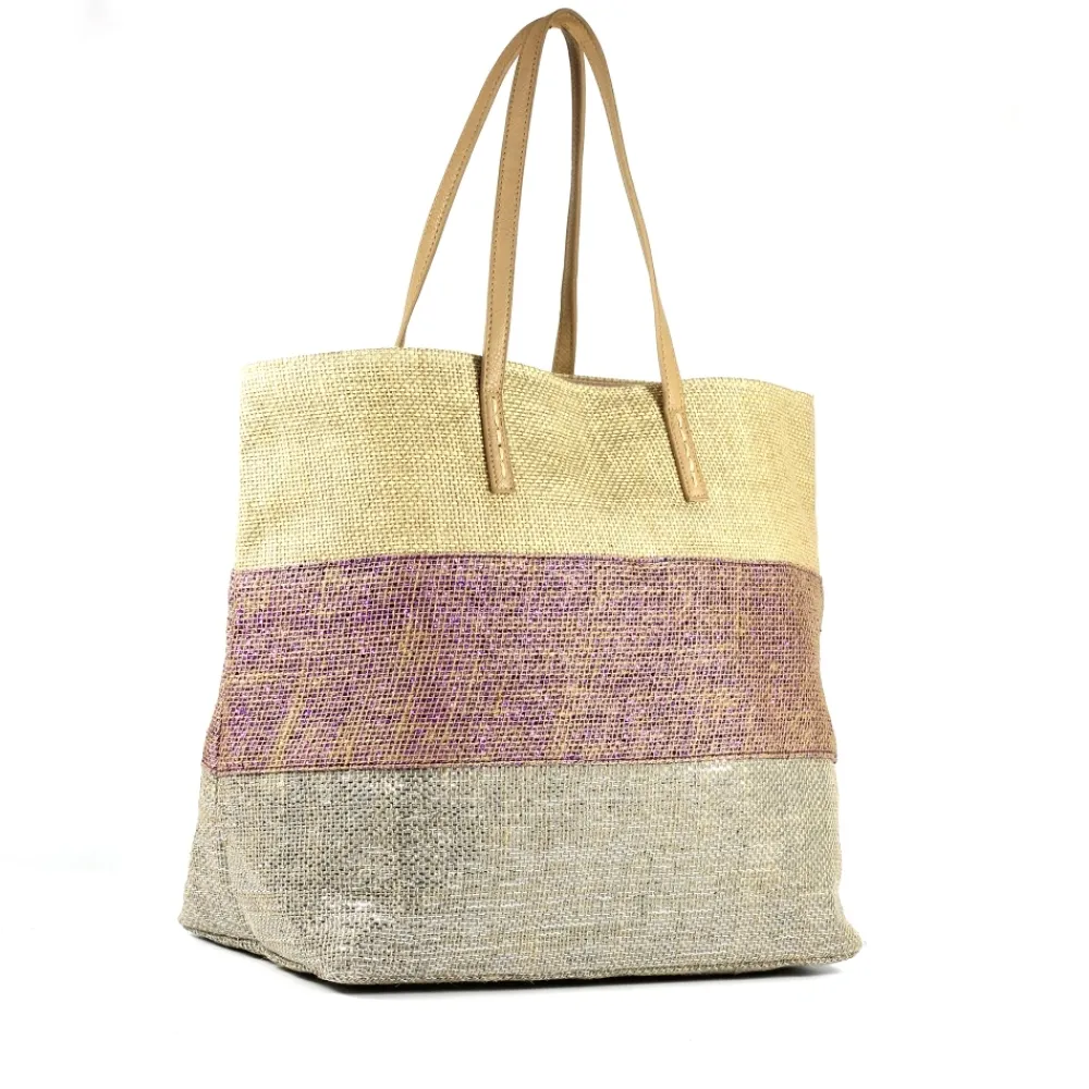 Lunar Shoes Sac De Plage À Rayures Multicolores Violettes Glimour- Plage
