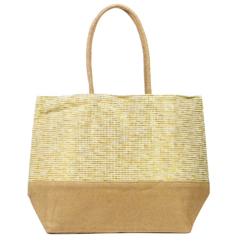 Lunar Shoes Sac De Plage Bicolore Beige Joleen- Plage