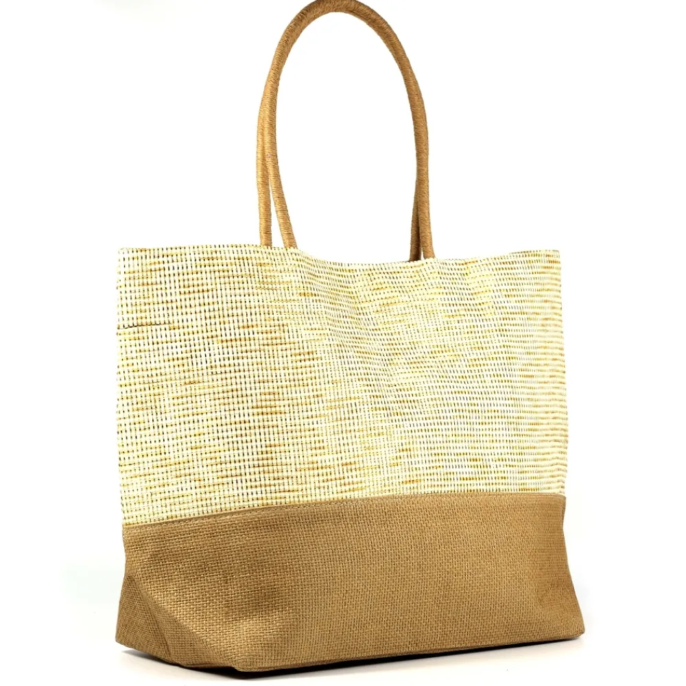 Lunar Shoes Sac De Plage Bicolore Beige Joleen- Plage
