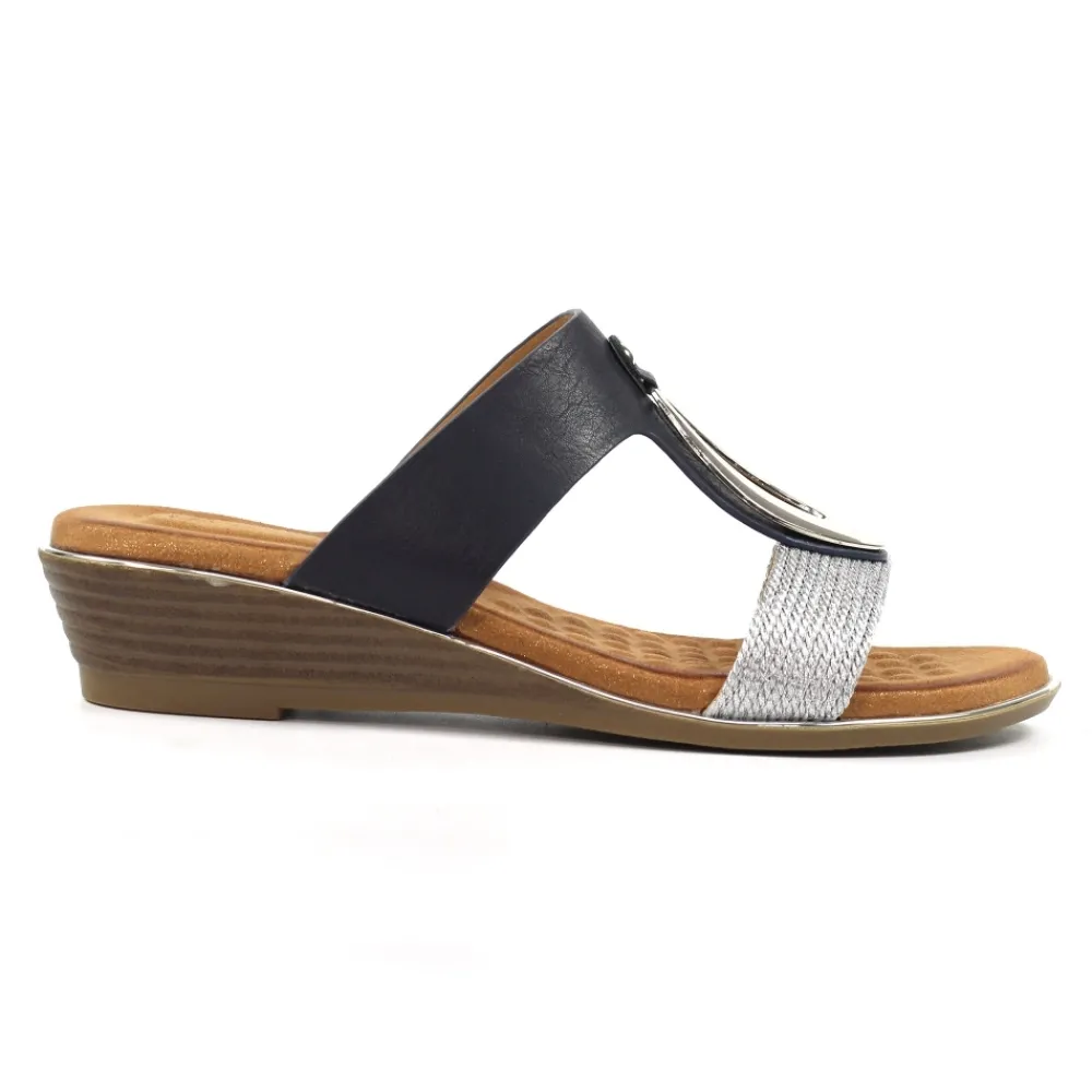 Lunar Shoes Sandale Portland Marine- Mules | Semelle Compensée