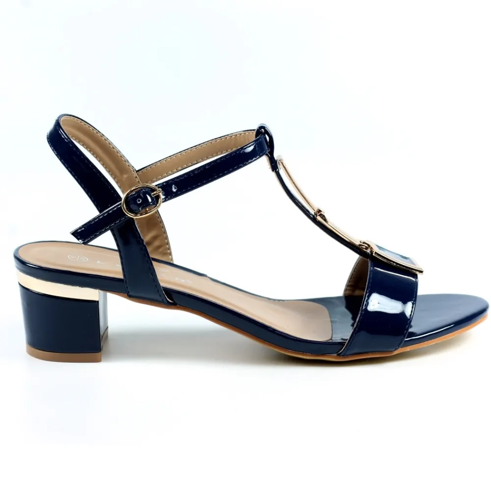 Lunar Shoes Sandale vernie bleu marine Blaze- Talons | Chaussures À Bout Ouvert