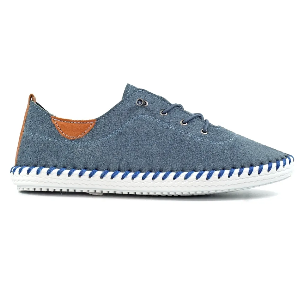 Lunar Shoes Tennis En Cuir Denim St Lawrence- Chaussures Habillées | Chaussures Plates