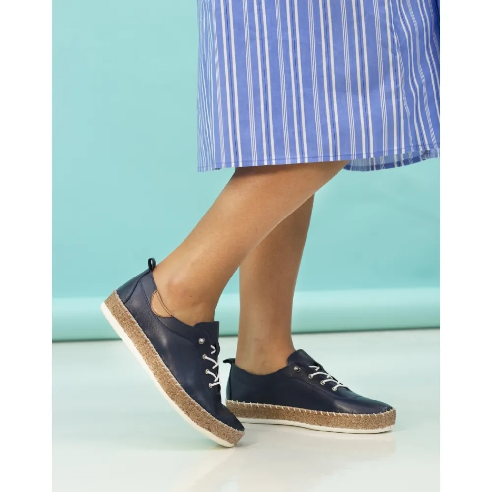 Lunar Shoes Tennis Evie En Cuir Bleu Marine- Chaussures Habillées | Chaussures Plates