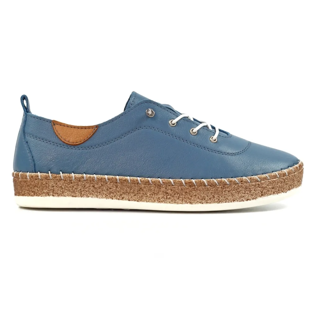 Lunar Shoes Tennis Evie En Cuir Bleu Moyen- Chaussures Habillées | Chaussures Plates