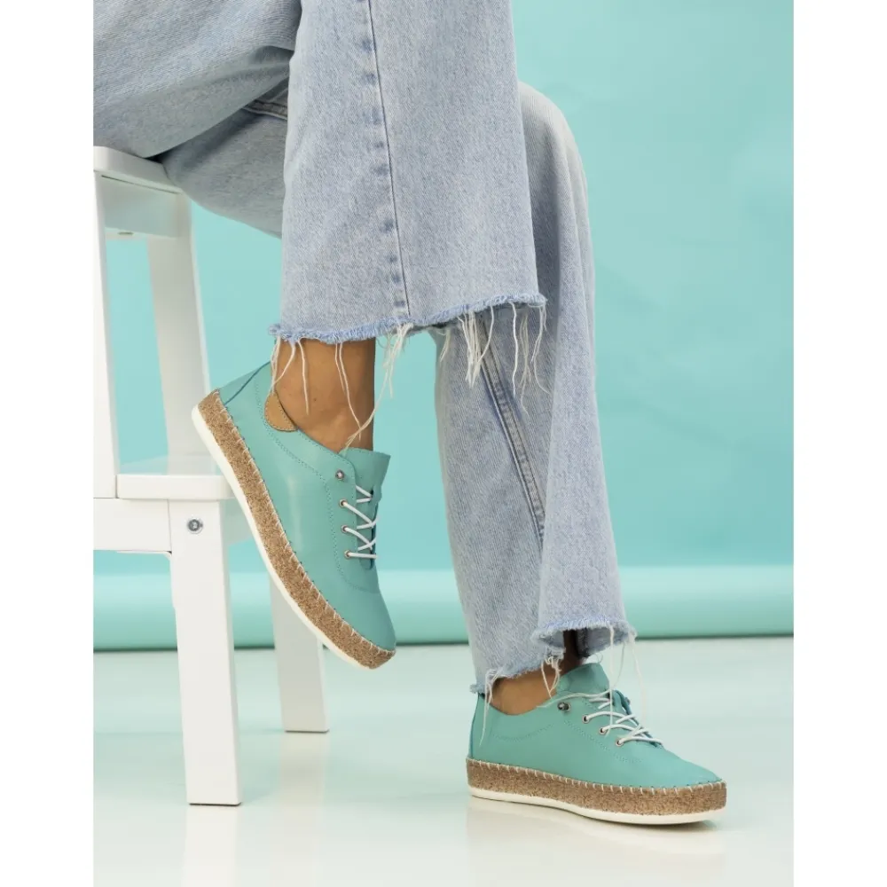 Lunar Shoes Tennis Evie En Cuir Turquoise- Chaussures Habillées | Chaussures Plates