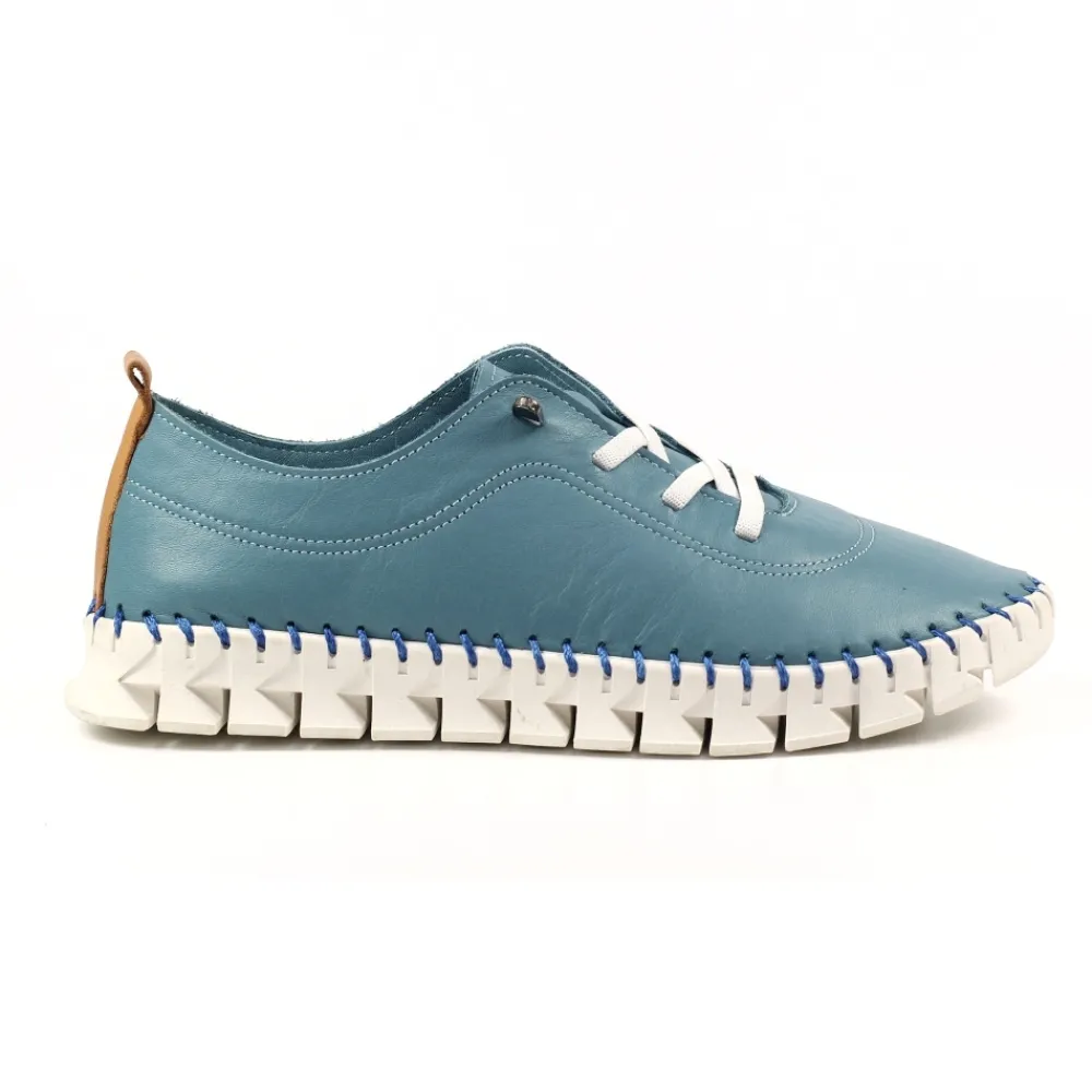 Lunar Shoes Tennis St Austell En Cuir Bleu Clair- Baskets | Chaussures Habillées