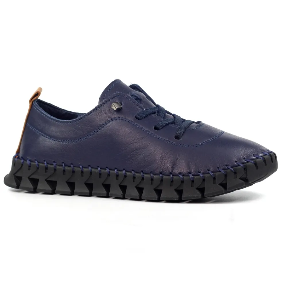 Lunar Shoes Tennis St Austell en cuir bleu marine et noir- Baskets | Chaussures Habillées