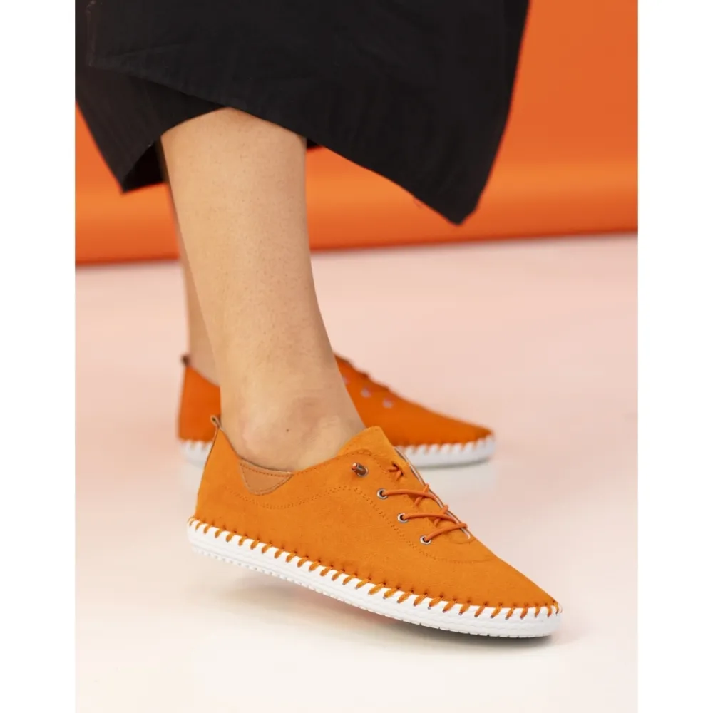 Lunar Shoes Tennis St Lawrence En Cuir Orange- Chaussures Habillées | Chaussures Plates